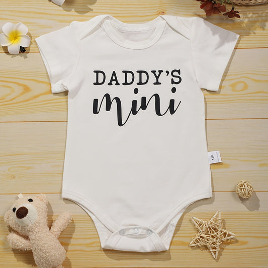 Baby Boys Daddy s Mini Print Romper Short Sleeve Cotton Bodysuit