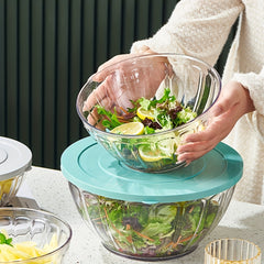 4pcs Round Transparent Salad Bowls with Lid