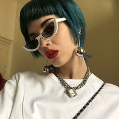 Y2K Cat Eye Sunglasses Candy Semi Rimless Shades for Beach Party