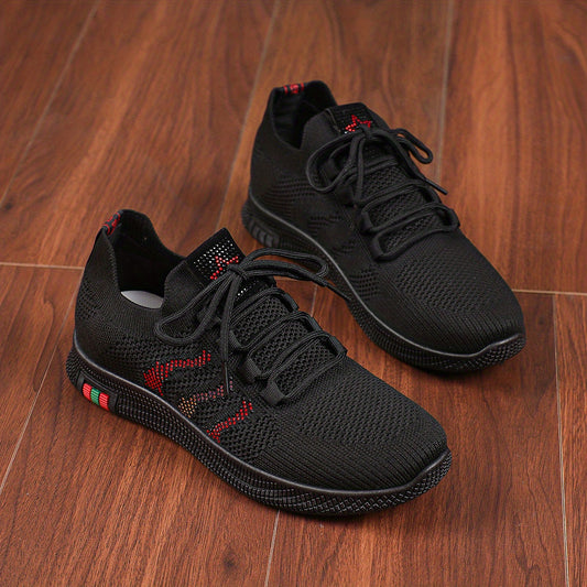 Women's Stripe Weaving Lace Up Sneakers Mesh Running Shoes