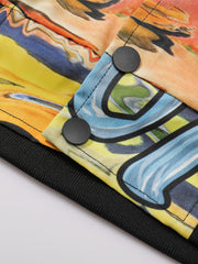 Men's Alphabet Graffiti Print Baseball Collar Jacket