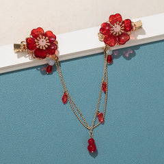 Cheongsam Flower Tassel Hair Ornament Antique Princess Pendant