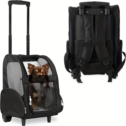 Dog Backpack Pet Travel Carrier with Double Wheels