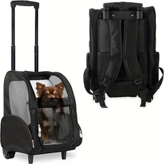 Dog Backpack Pet Travel Carrier with Double Wheels