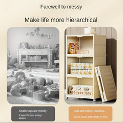 Foldable Storage Cabinet Plastic Snack Storage Household Shelf