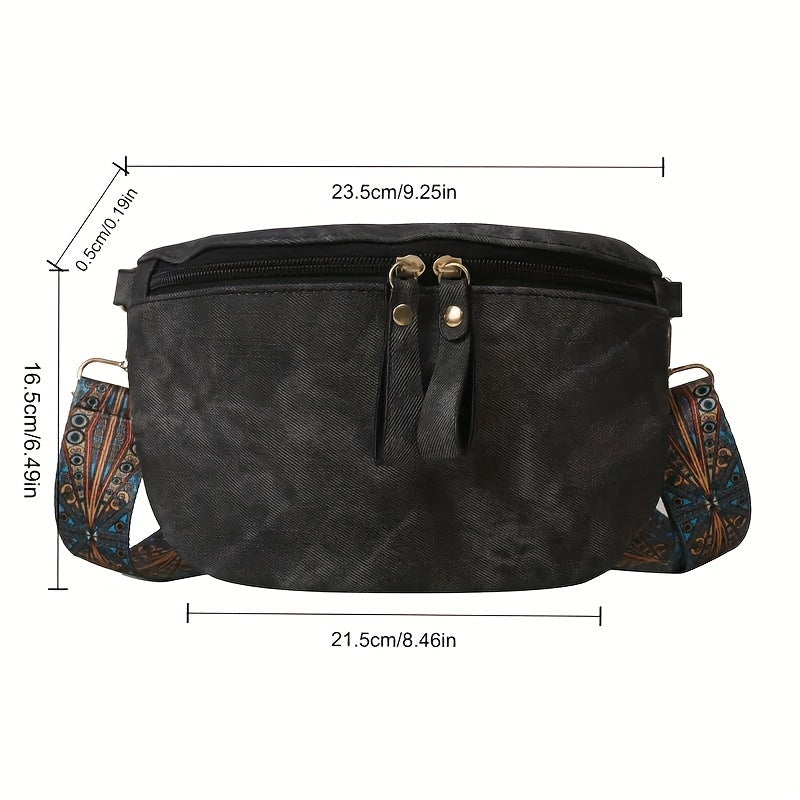 Bohemian Retro Chest Bag Wide Strap Crossbody Bag