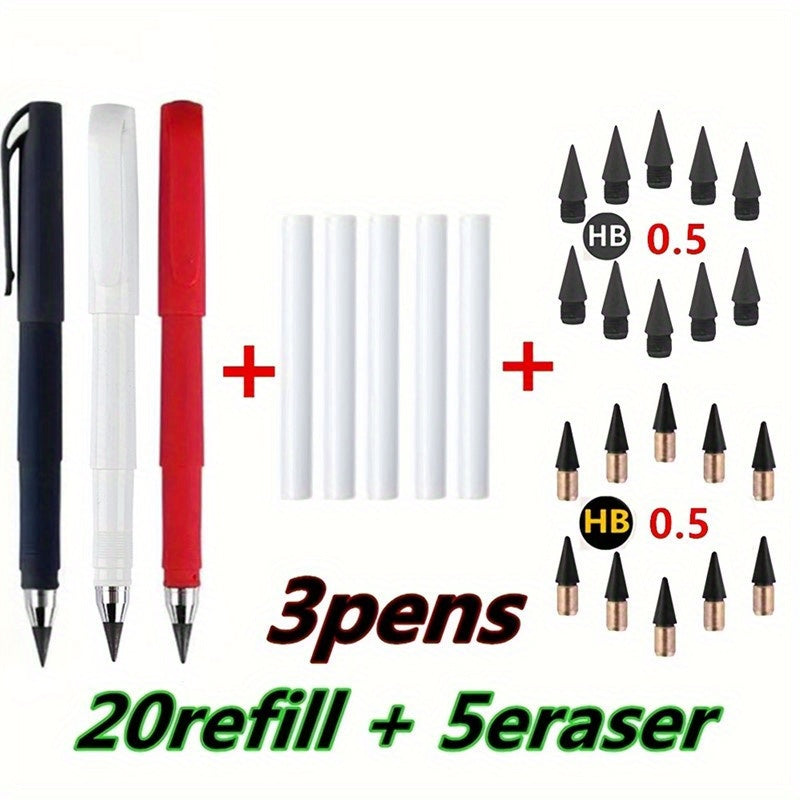 28pcs Infinite Writing & Drawing Exam Eternal Pencil Set w/ Refill & Eraser