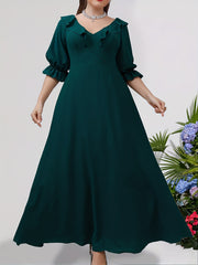  Ruffle Trim Maxi Bridesmaid Dress