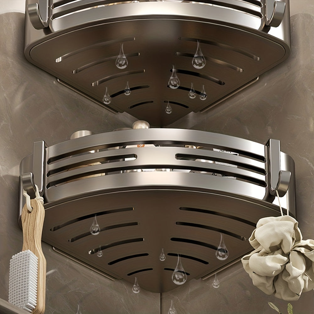 Aluminum Corner Shower Caddy Wall Mounted Bathroom Storage Rack