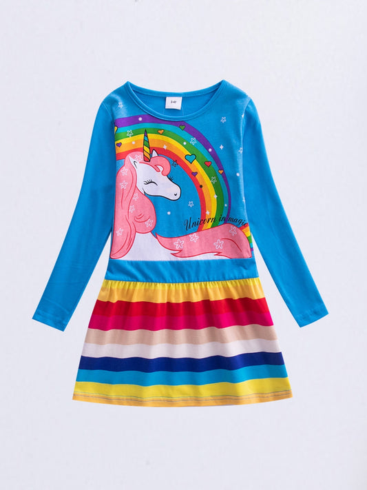 Girls Cartoon Anime Unicorn Dress