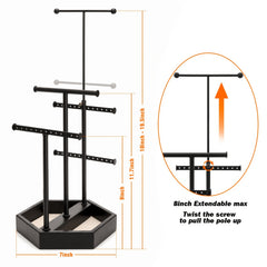 Emfogo Earring Organizer Triple Rods 5 Layer Jewelry Holder Stand