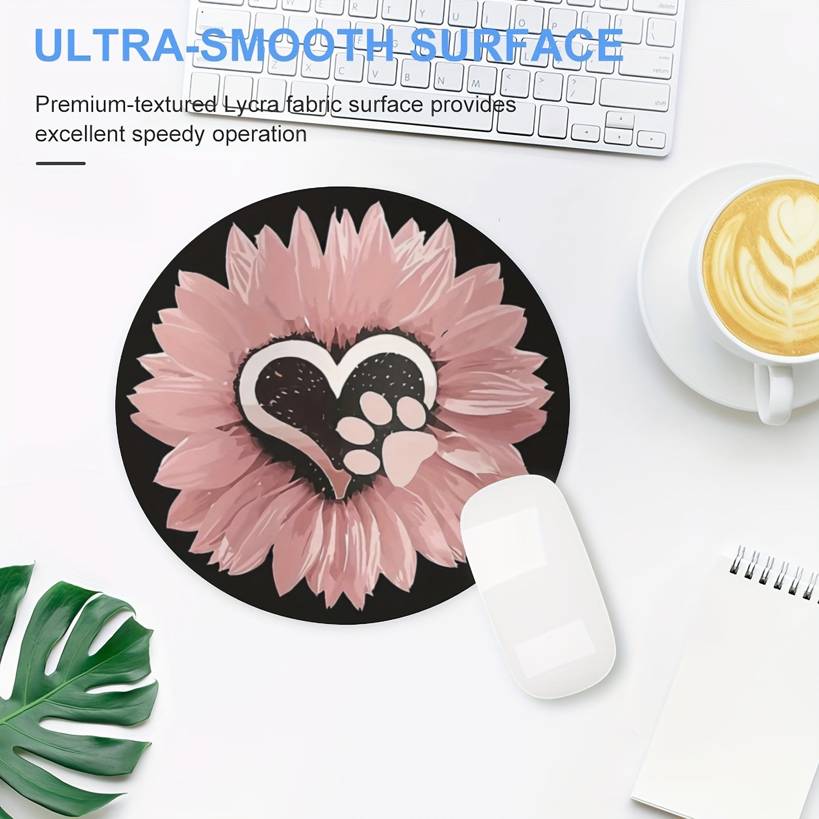 Love Flowers Gaming Mouse Pad | Non-slip Round Mousepad for Office, Computers