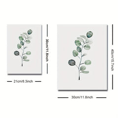6pcs Watercolor Green Plant Leaves Botanical Art Canvas Poster