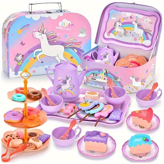 44pc Princess Tea Party Set with Pretend Plastic Teapot Role Playing Toys