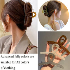 4pcs Transparent Hair Grab Clip Large Solid Hairpin Strong Hold