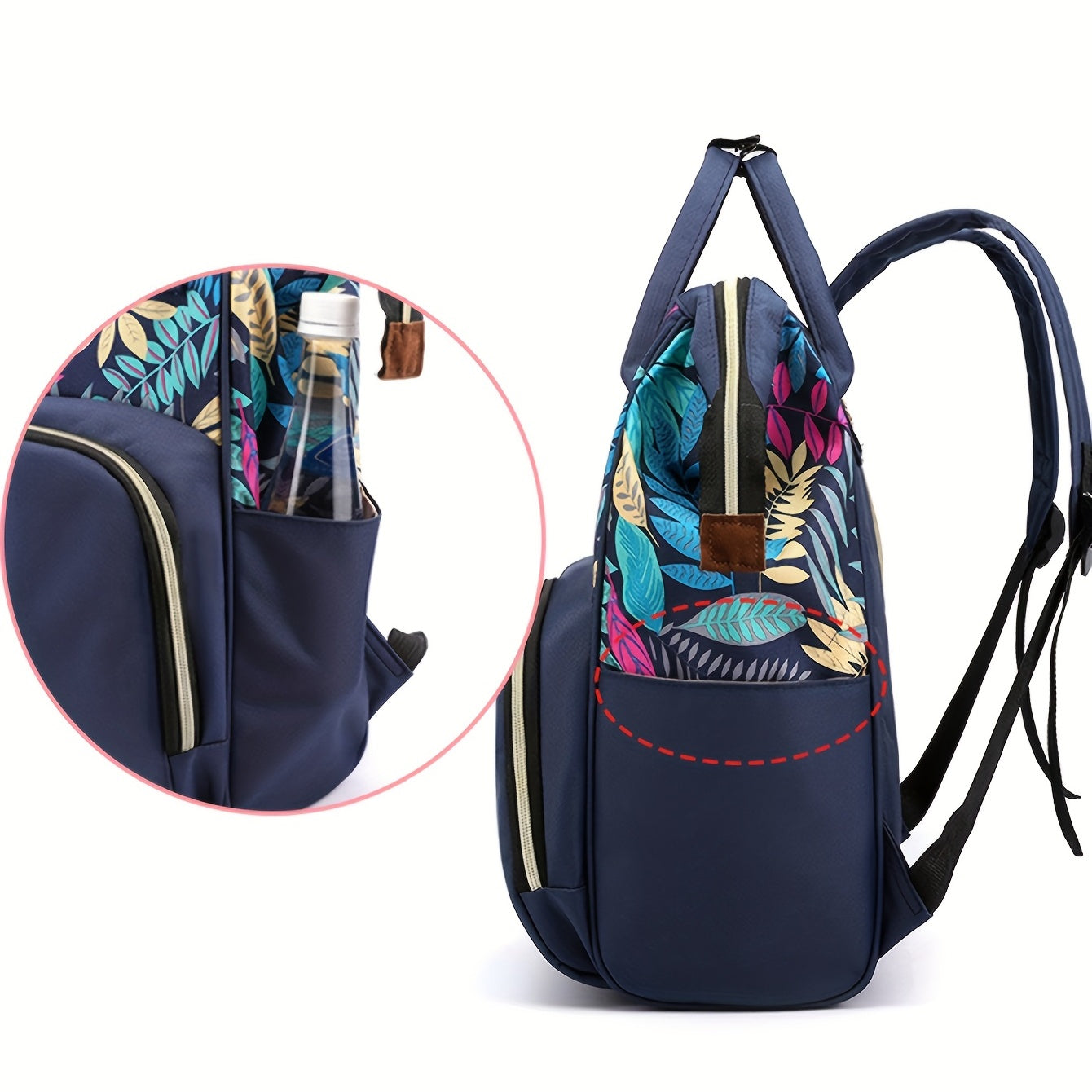 Printed Shoulder Mummy Bag Large Capacity for Outings with Baby & Diapers
