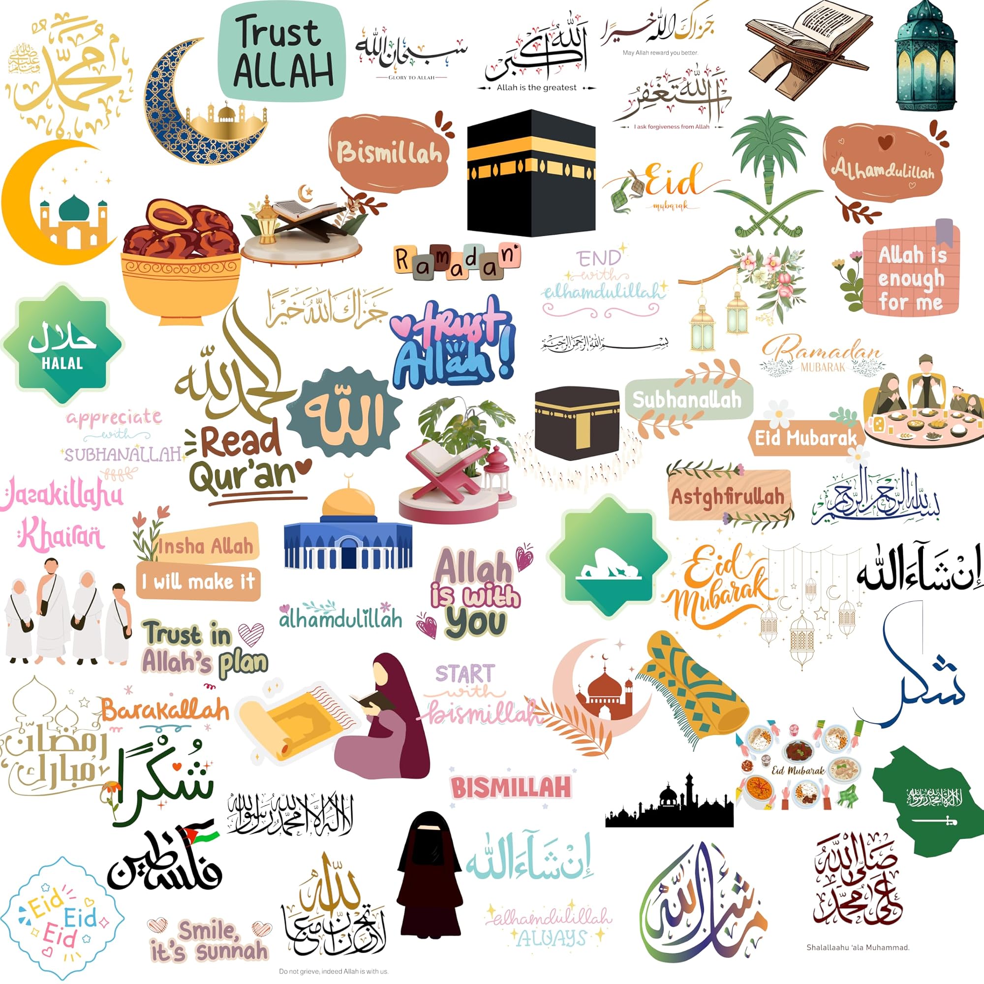 Islamic Stickers Set of 71, Inspirational Quranic Designs – CRAZE