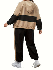  Colorblock Zip Up Hoodie & Pants Set