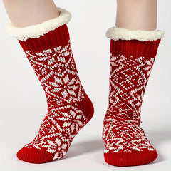 Geometric Pattern Fuzzy Socks for Christmas