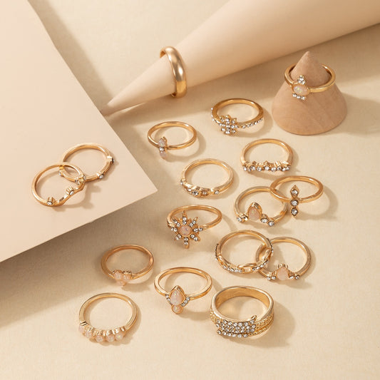 Boho Style Women's Rings Set - 17pcs Gift Combo