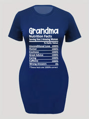  Casual Dress Women's Plus Letter Print Short Sleeve