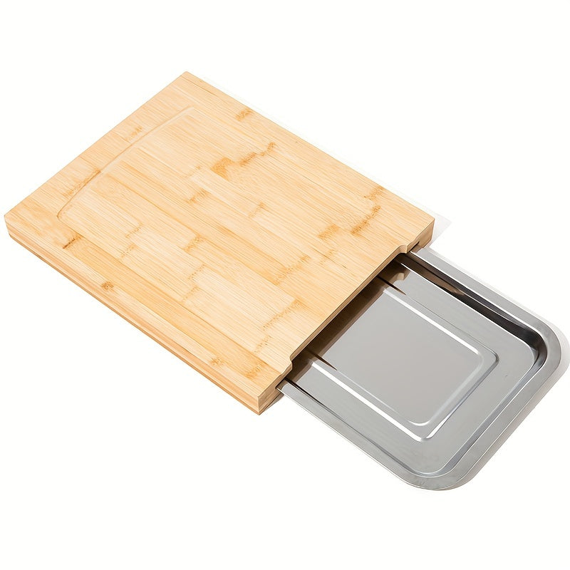 Bamboo Cutting Board With Tray - Sliding Out Chopping Board