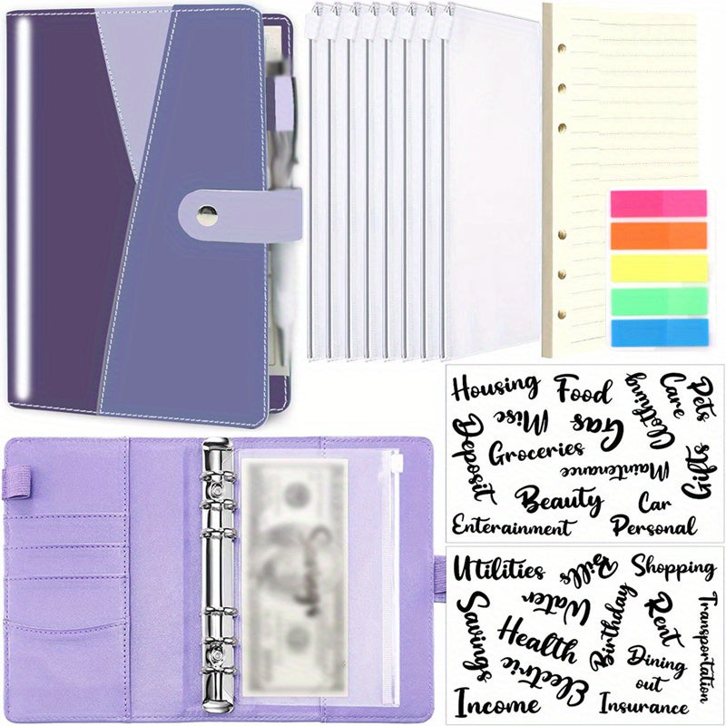 A6 Budget Binder with 8 Cash Envelopes, 40 Pages, 200 Markers, 2 Stickers