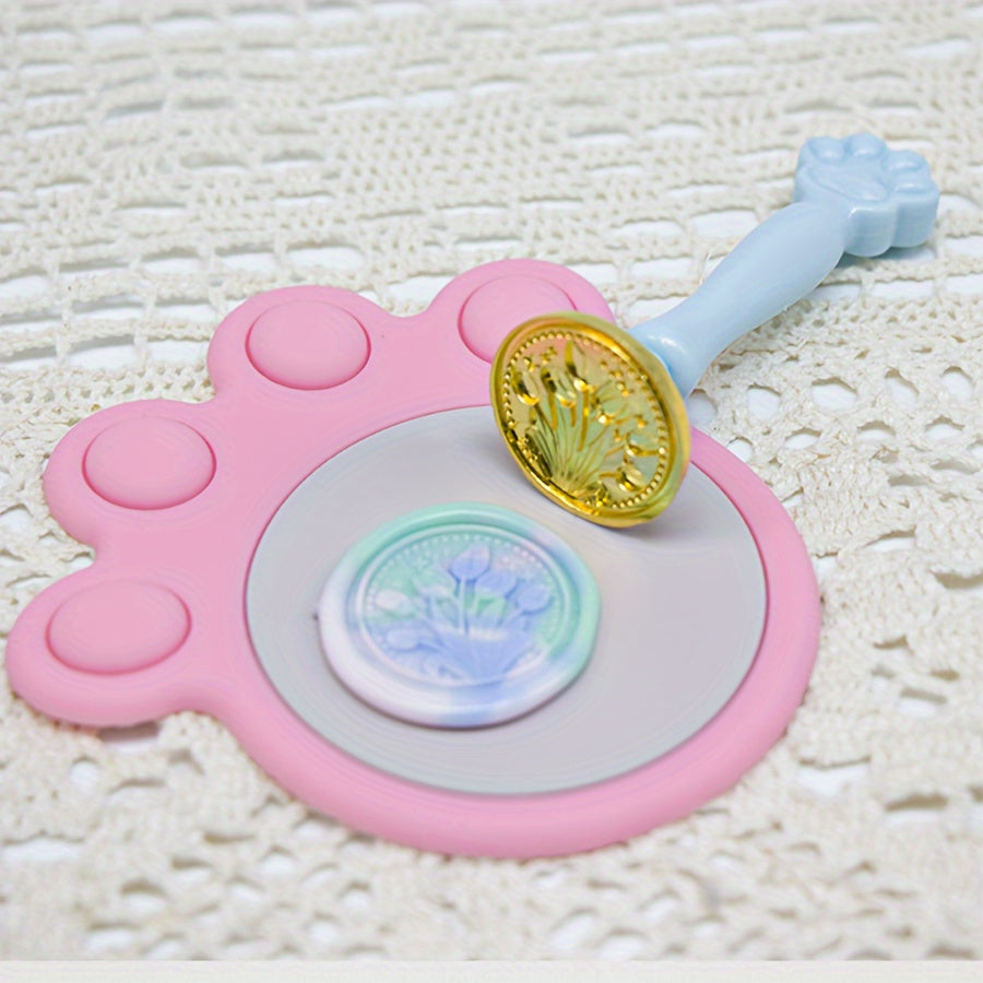 2pcs Cat Paw Shape Fire Paint Seal Handle in Pink