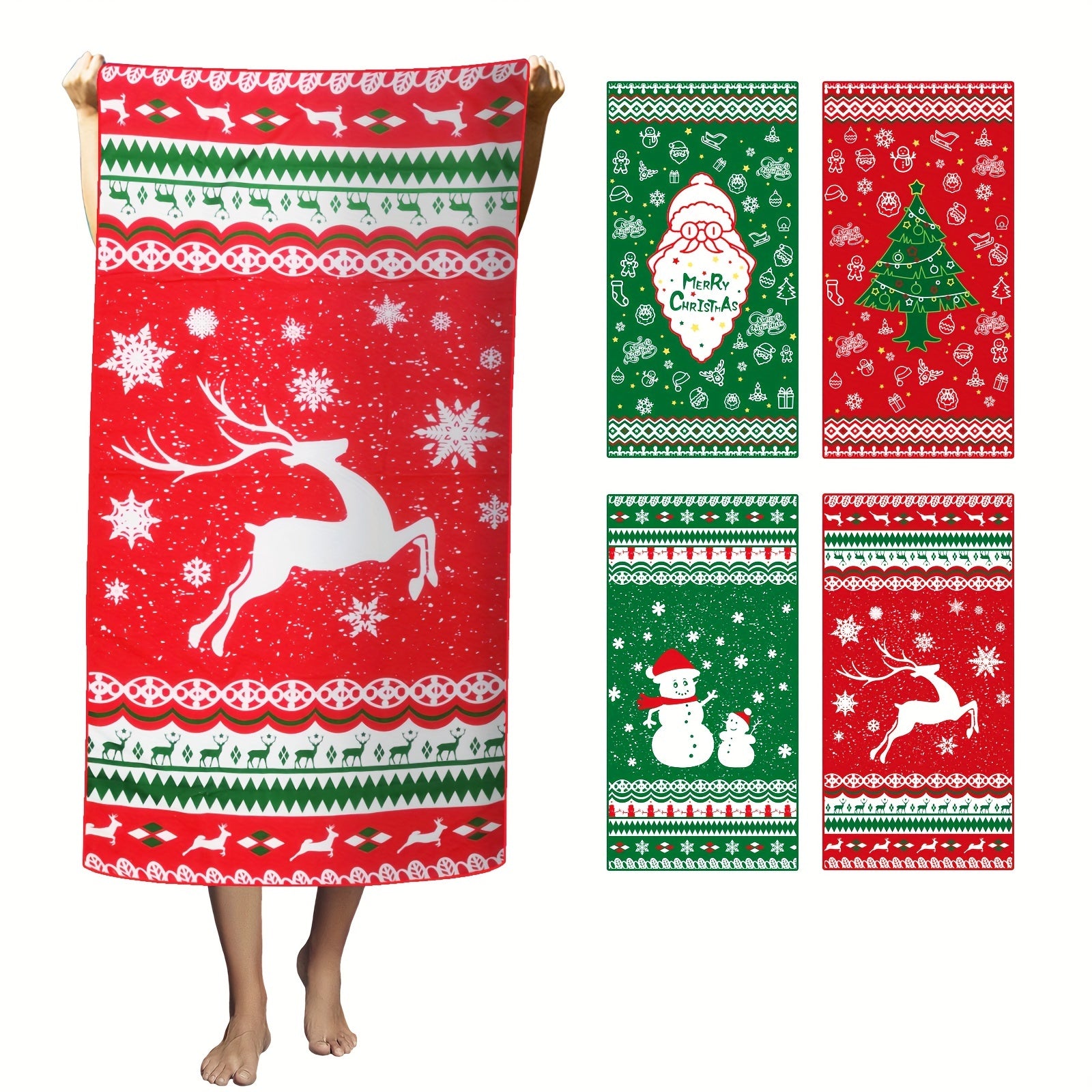 Christmas Camping Towel Quick Drying Outdoor Warm Blanket