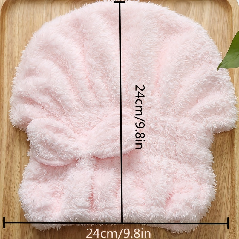 Soft Bow Decor Hair Drying Cap Towel Quick Drying Shower Cap