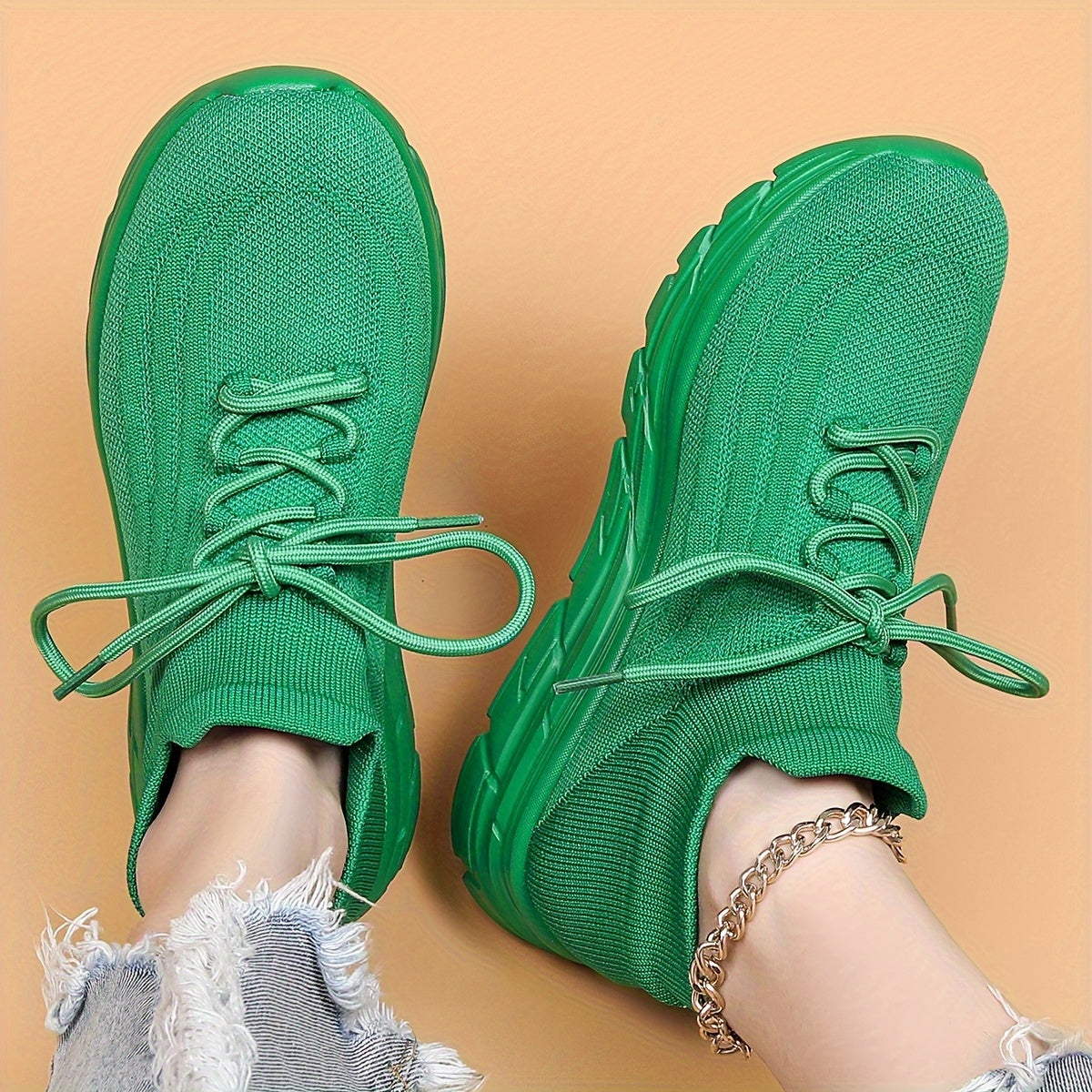 Lace Up Mesh Breathable Flying Woven Shoes Soft Comfortable Shock Absorption