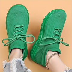 Lace Up Mesh Breathable Flying Woven Shoes Soft Comfortable Shock Absorption