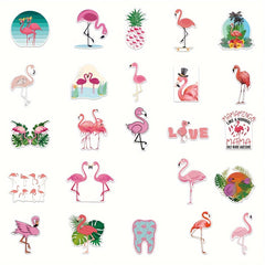 50pcs Flamingo Waterproof Stickers for Bottles Laptop Scrapbook