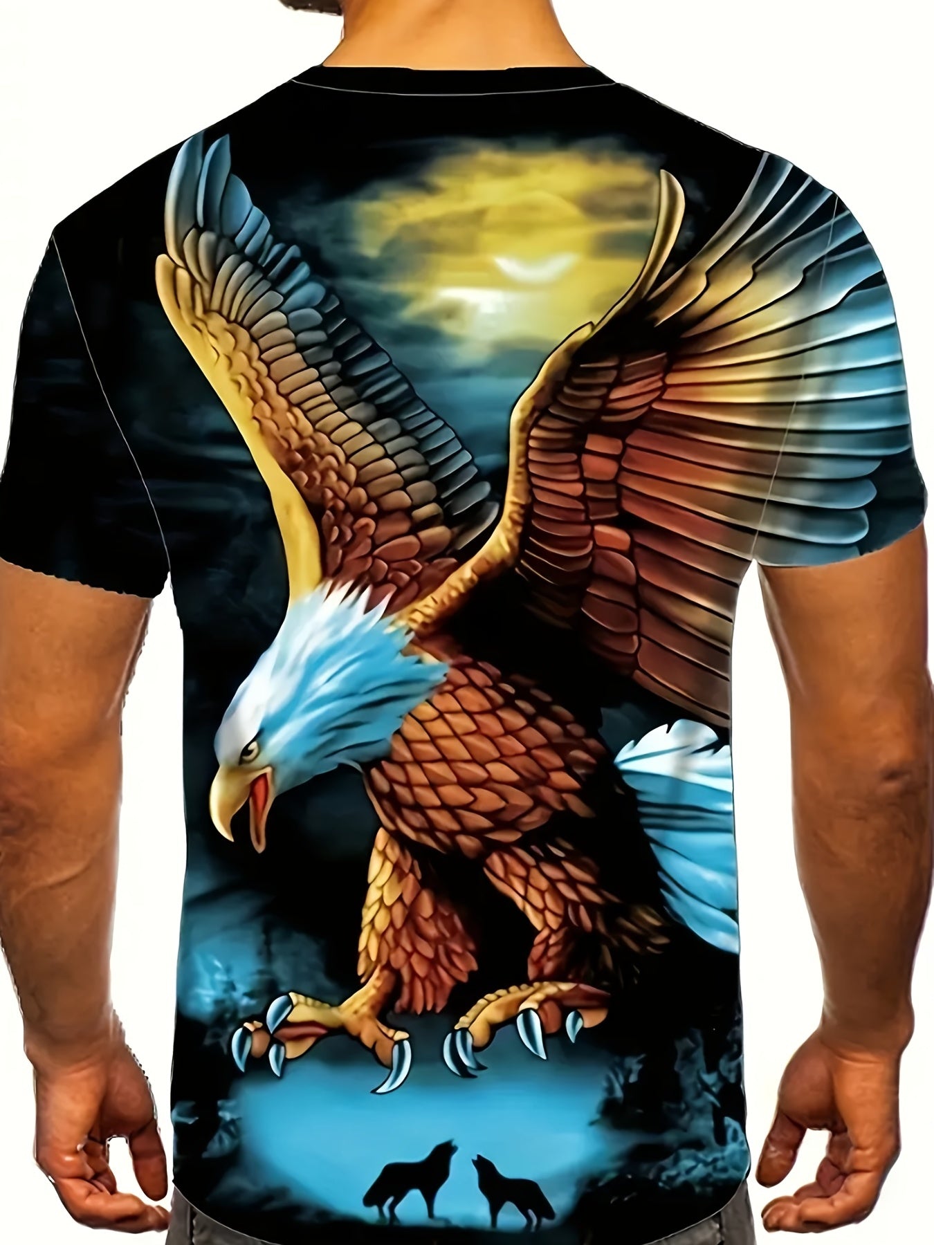 Men's American Flag Eagle Lion 3D Print Tee Top