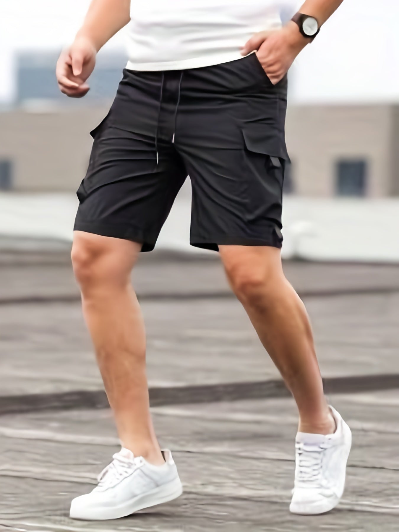 Outdoor Men's Cargo Shorts With Stretch Fabric & Pockets