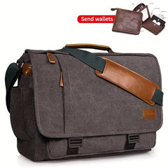 17 Inch Laptop Messenger Bag Waterproof Canvas Shoulder Strap Durable