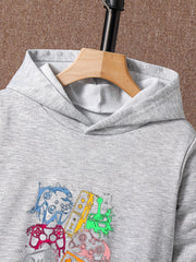 Boys Colorful Game Controller Print Hoodie & Sweatpants Set