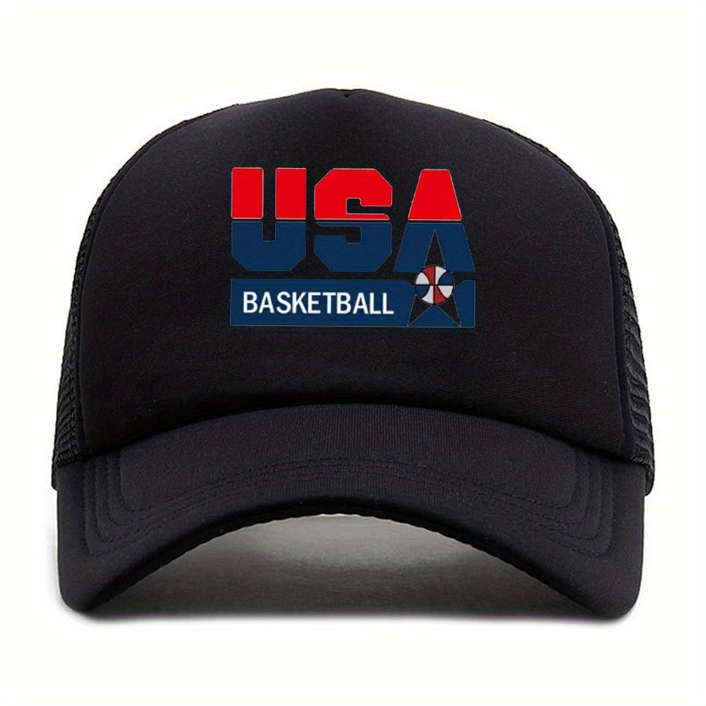 Unisex Sunshade Adjustable Baseball Cap With Basketball Design