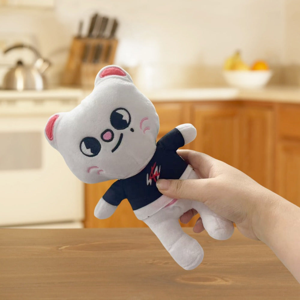 Soft Plush Bear Stuffed Animal Doll with Expressive Eyes & Pink Ears