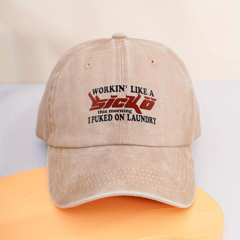 Vintage Baseball Cap Letter Printed Distressed Cotton Dad Hats Solid Sun Hat