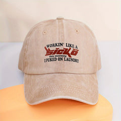 Vintage Baseball Cap Letter Printed Distressed Cotton Dad Hats Solid Sun Hat