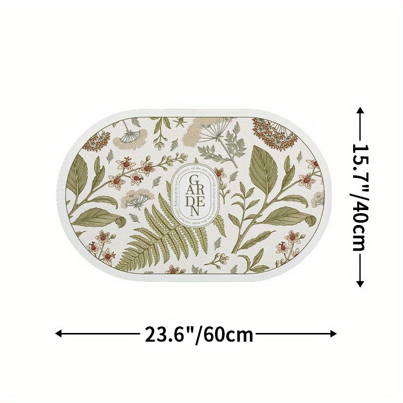 Quick Dry Floral Bath Mat Water Absorbent Non Slip Bathroom Rug