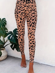  Leopard Print Leggings Wideband Waist High Rise