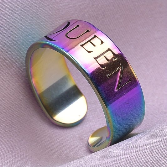 Stainless Steel 18k Plated Queen Cuff Ring - Colorful Options