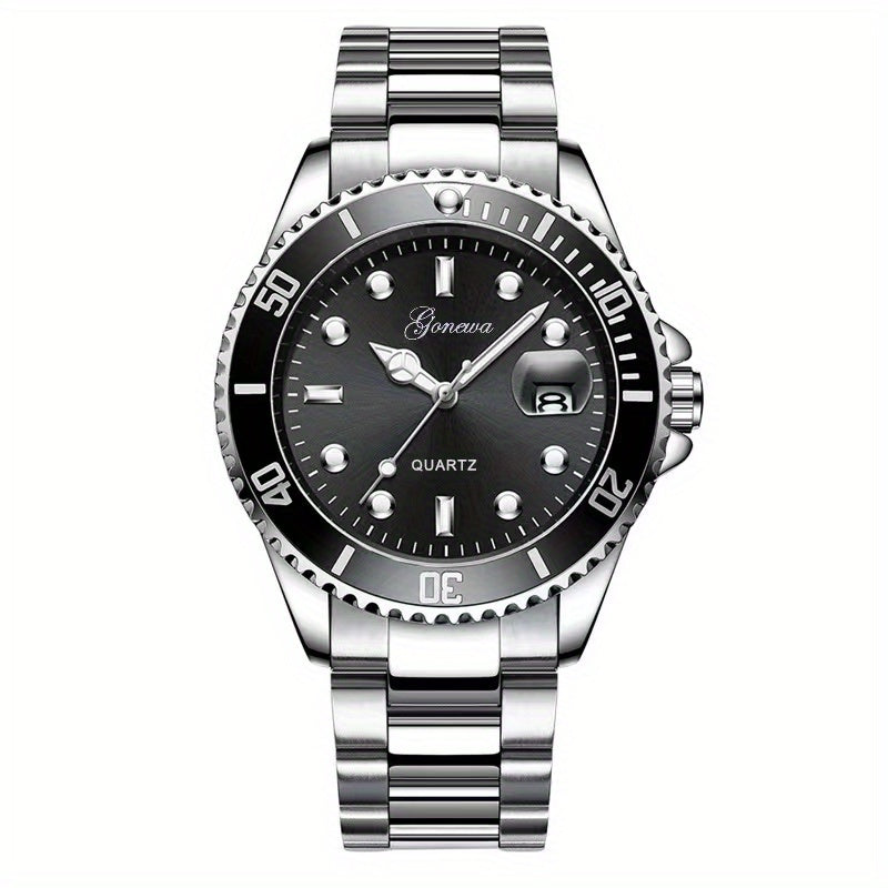 Men's Quartz Watch Luminous Calendar Steel Strap Wrist Watch