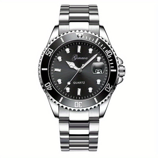 Men's Quartz Watch Luminous Calendar Steel Strap Wrist Watch