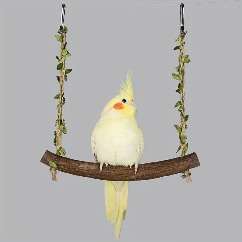 Solid Wood Parrot Swing Toy for Peony Cockatiel Budgerigar