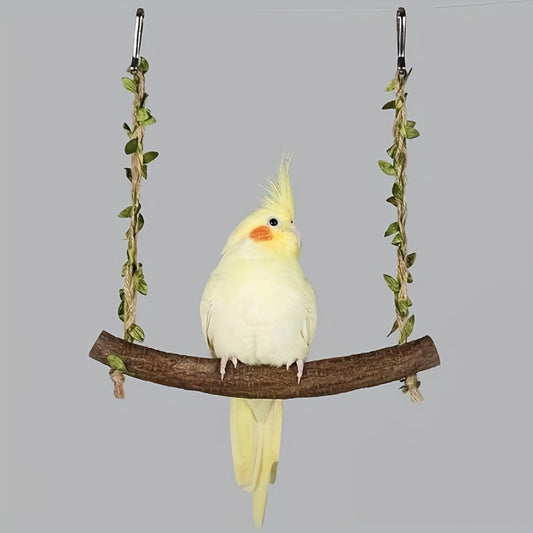 Solid Wood Parrot Swing Toy for Peony Cockatiel Budgerigar
