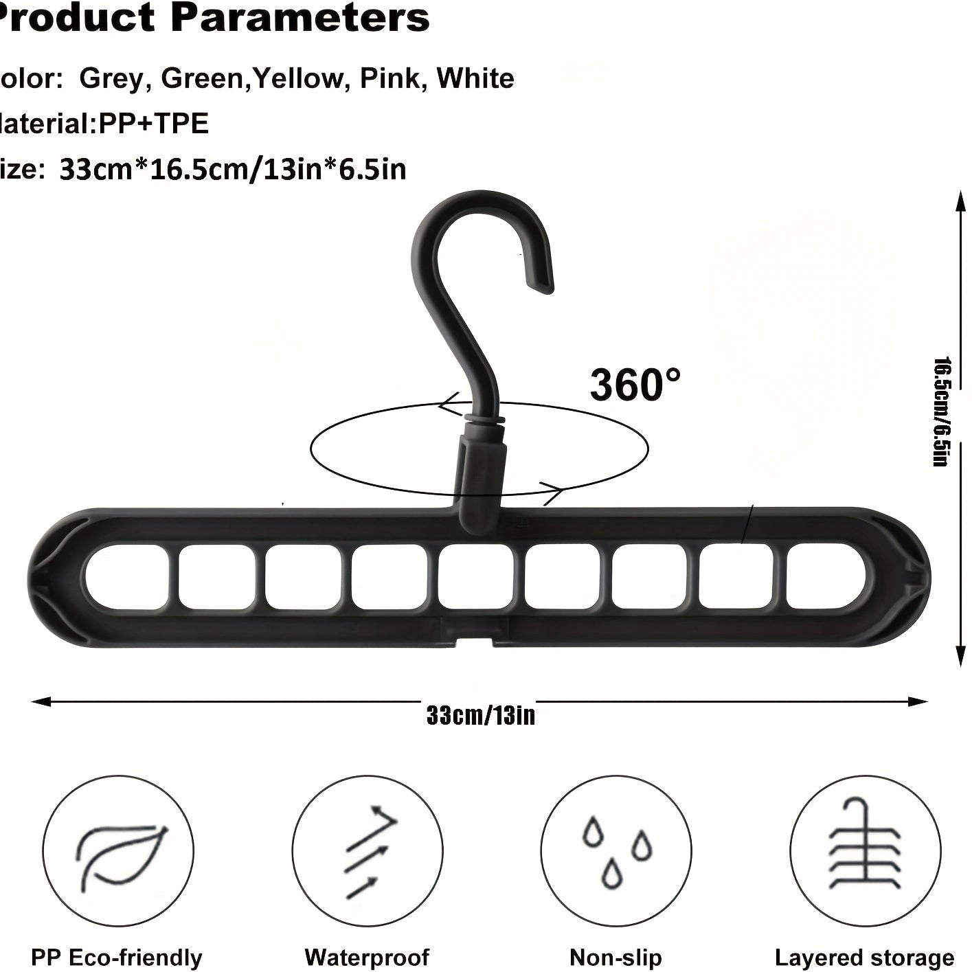 5pcs Multifunctional Closet Organizer with 9 Hole Coat Hanger
