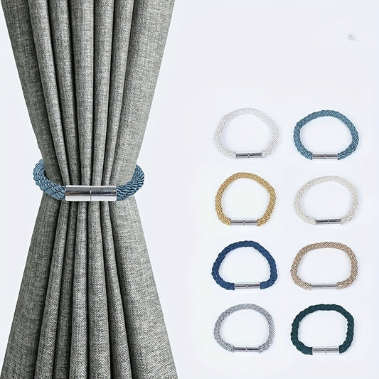 2pcs Plastic Curtain Rope w/ Magnetic Buckle for Home Decor